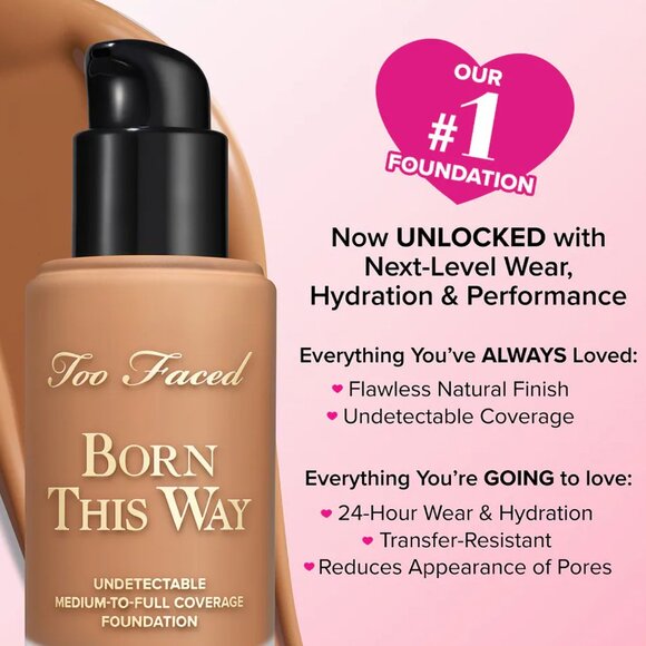 TOO FACED Born This Way Flawless Coverage Natural Finish* Foundation ~ NUDE NIB - Picture 15 of 16